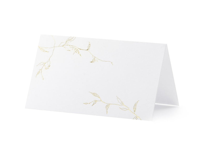Naamkaartjes Goud Blad 10cm 10st van Partydeco koop je bij Partywinkel