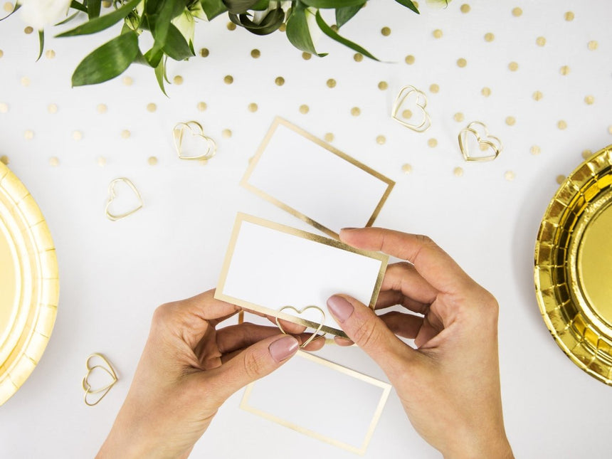 Naamkaartjes Goud Lijst 9,5cm 10st van Partydeco koop je bij Partywinkel