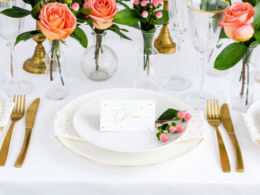 Naamkaartjes Goud Stip 9,5cm 10st van Partydeco koop je bij Partywinkel