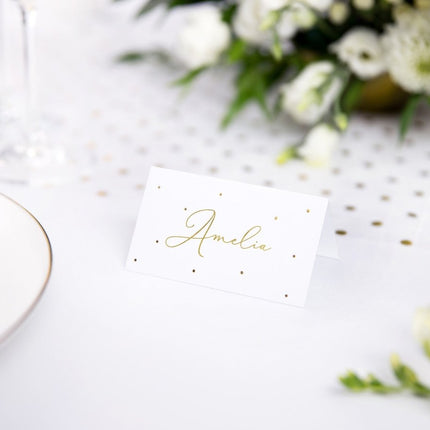 Naamkaartjes Goud Stip 9,5cm 10st van Partydeco koop je bij Partywinkel