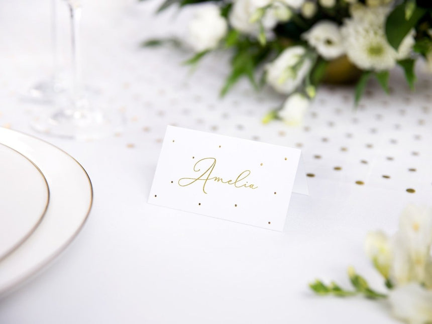 Naamkaartjes Goud Stip 9,5cm 10st van Partydeco koop je bij Partywinkel