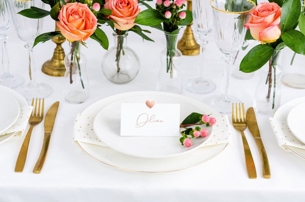 Naamkaartjes Rose Goud 10cm 10st van Partydeco koop je bij Partywinkel