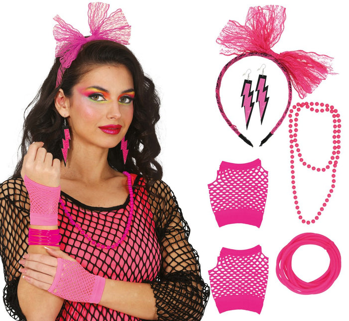 Neon 80S Accessoireset Fel Roze 5 delig van Fiestas Guirca koop je bij Partywinkel