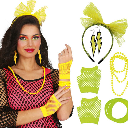 Neon 80S Accessoireset Geel 5 delig van Fiestas Guirca koop je bij Partywinkel