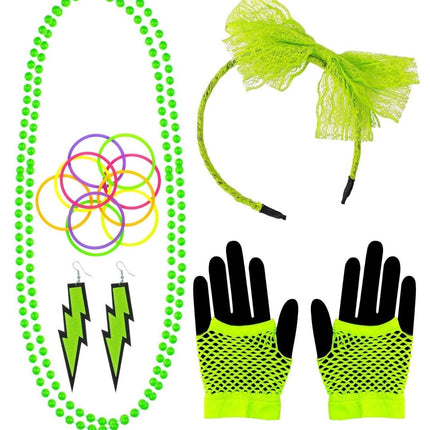 Neon 80S Accessoireset Groen 5 delig van Widmann koop je bij Partywinkel
