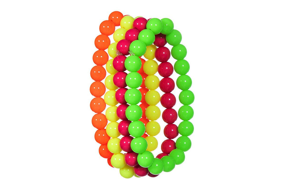 Neon 80S Armband Dames Kralen 4st van Wilbers & Wilbers koop je bij Partywinkel