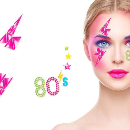Neon 80S Gezicht Stickers van Fiestas Guirca koop je bij Partywinkel