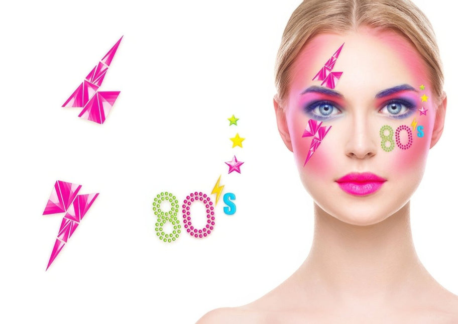 Neon 80S Gezicht Stickers van Fiestas Guirca koop je bij Partywinkel