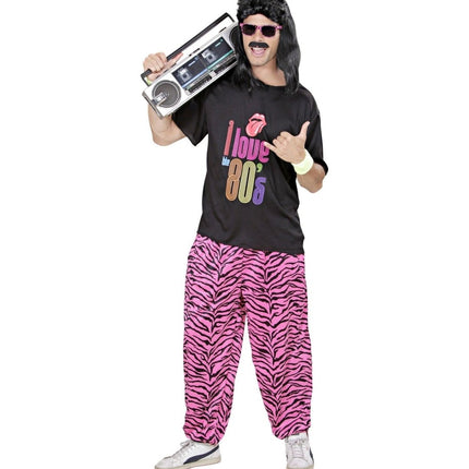 Neon 80S Kostuum Zwart Roze Heren van Widmann koop je bij Partywinkel