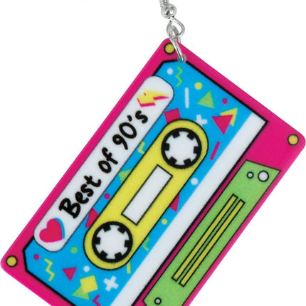 Neon 80S Oorbellen Cassette van Fiestas Guirca koop je bij Partywinkel