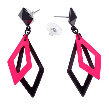 Neon 80S Oorbellen Zwart Roze van Widmann koop je bij Partywinkel