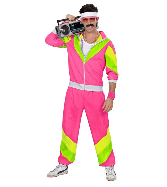 Neon 80S Trainingspak Fout Groen Roze van Widmann koop je bij Partywinkel