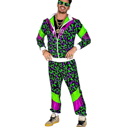 Neon 80S Trainingspak Fout Neon Groen Dierenprint van Widmann koop je bij Partywinkel