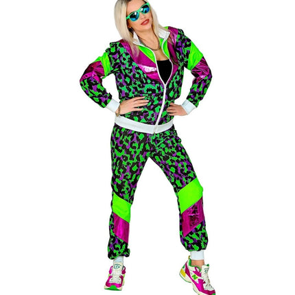 Neon 80S Trainingspak Fout Neon Groen Dierenprint van Widmann koop je bij Partywinkel