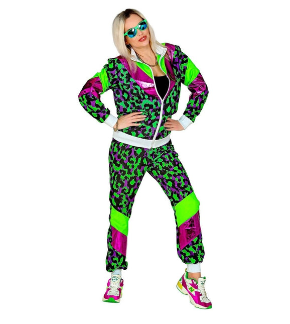 Neon 80S Trainingspak Fout Neon Groen Dierenprint van Widmann koop je bij Partywinkel