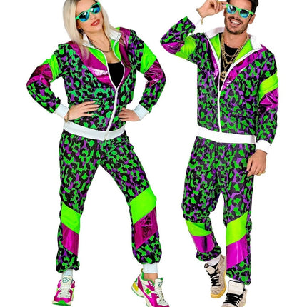 Neon 80S Trainingspak Fout Neon Groen Dierenprint van Widmann koop je bij Partywinkel