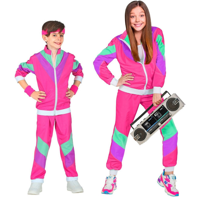 Neon 80S Trainingspak Fout Roze Kind van Widmann koop je bij Partywinkel
