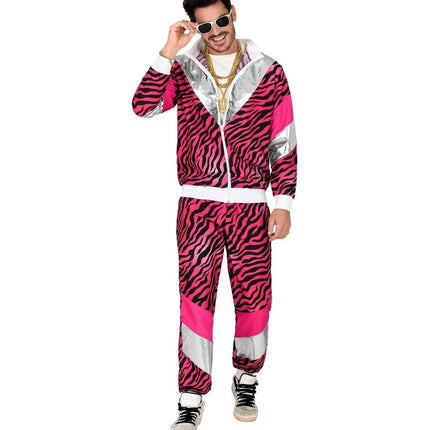 Neon 80S Trainingspak Fout Roze Tijgerprint van Widmann koop je bij Partywinkel