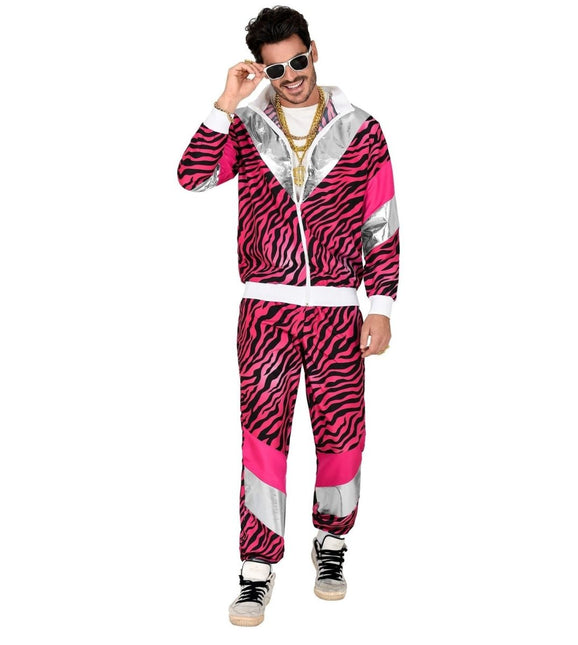 Neon 80S Trainingspak Fout Roze Tijgerprint van Widmann koop je bij Partywinkel