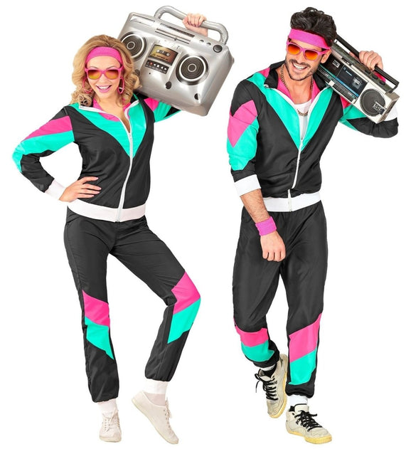 Neon 80S Trainingspak Fout Zwart van Widmann koop je bij Partywinkel