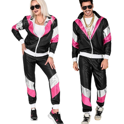 Neon 80S Trainingspak Fout Zwart Leerlook van Widmann koop je bij Partywinkel