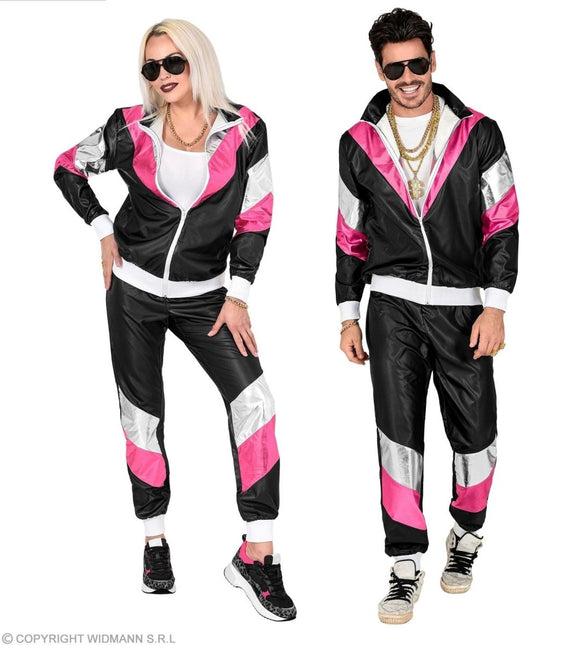 Neon 80S Trainingspak Fout Zwart Leerlook van Widmann koop je bij Partywinkel