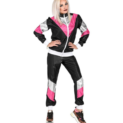 Neon 80S Trainingspak Fout Zwart Leerlook van Widmann koop je bij Partywinkel