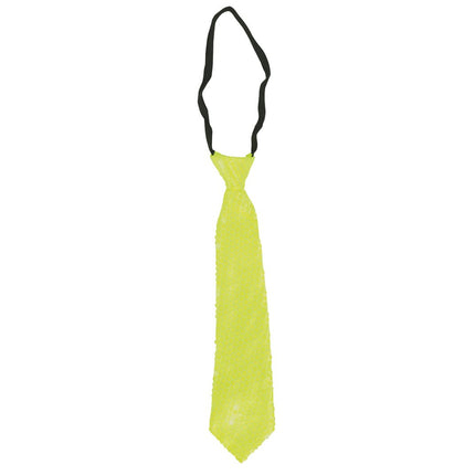 Neon Gele Stropdas Glitter 37cm van Fiestas Guirca koop je bij Partywinkel