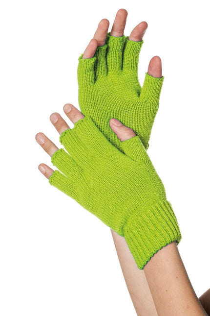 Neon Groene Handschoenen Vingerloos van Wilbers & Wilbers koop je bij Partywinkel