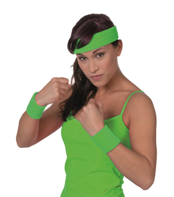 Neon Groene Zweetbandjes Set van Wilbers & Wilbers koop je bij Partywinkel