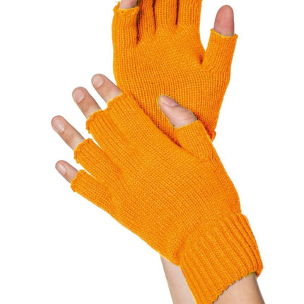 Neon Oranje Handschoenen Vingerloos van Wilbers & Wilbers koop je bij Partywinkel