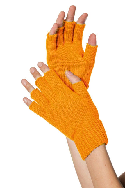 Neon Oranje Handschoenen Vingerloos van Wilbers & Wilbers koop je bij Partywinkel