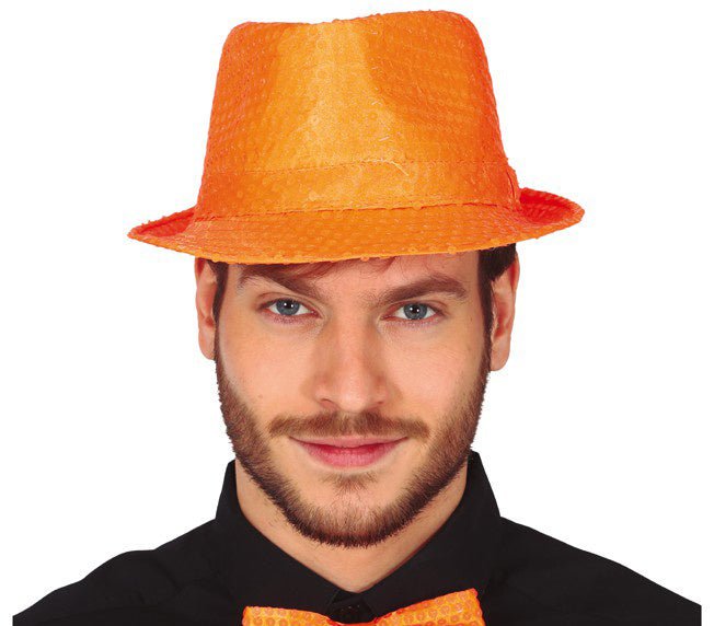 Neon Oranje Pailletten Hoed van Fiestas Guirca koop je bij Partywinkel