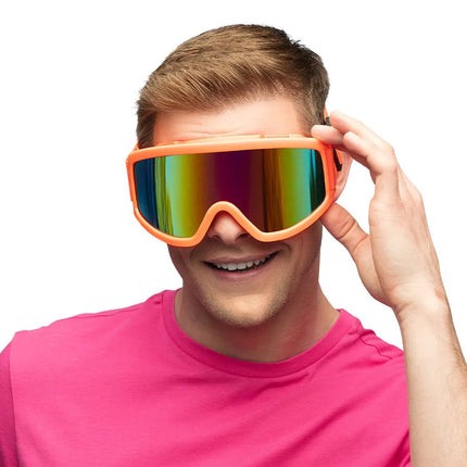 Neon Oranje Skibril van Boland koop je bij Partywinkel