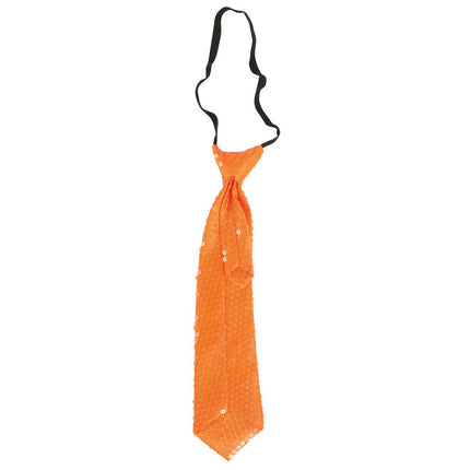 Neon Oranje Stropdas Glitter 37cm van Fiestas Guirca koop je bij Partywinkel