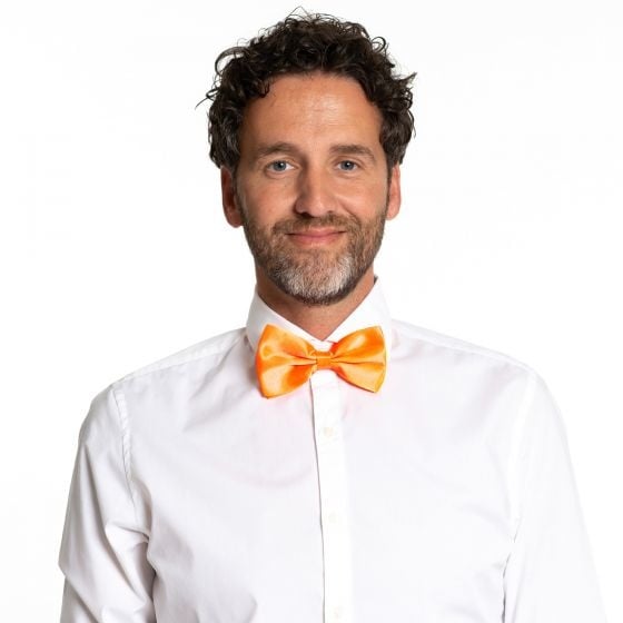 Neon Oranje Vlinderdas van Partychimp koop je bij Partywinkel
