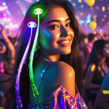 Neon Paarse Hair Extension Met Licht 30cm van Fiestas Guirca koop je bij Partywinkel