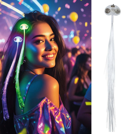 Neon Paarse Hair Extension Met Licht 30cm van Fiestas Guirca koop je bij Partywinkel