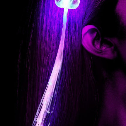 Neon Paarse Hair Extension Met Licht 30cm van Fiestas Guirca koop je bij Partywinkel