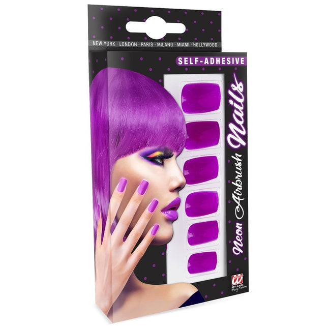 Neon Paarse Nepnagels van Widmann koop je bij Partywinkel