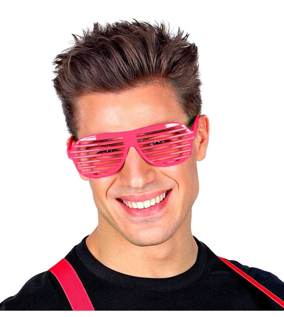 Neon Roze Bril Gestreept van Widmann koop je bij Partywinkel