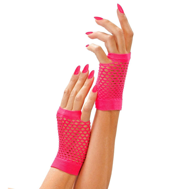 Neon Roze Handschoenen Vingerloos Kort van Widmann koop je bij Partywinkel