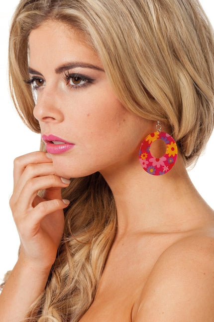 Neon Roze Hippie Oorbellen van Wilbers & Wilbers koop je bij Partywinkel