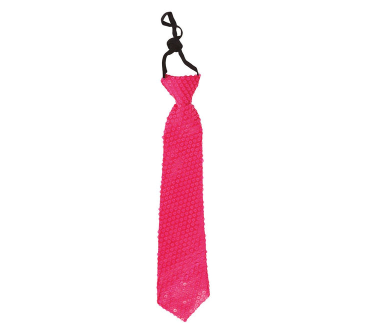 Neon Roze Stropdas Glitter 37cm van Fiestas Guirca koop je bij Partywinkel