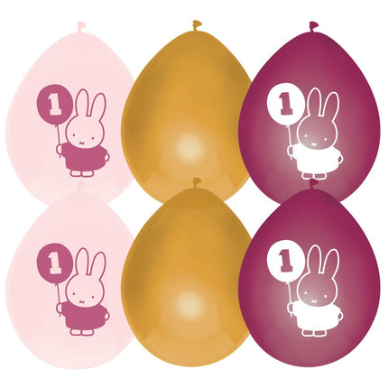 Nijntje Ballonnen 1 Jaar Roze 30cm 5st van Haza Witbaard koop je bij Partywinkel