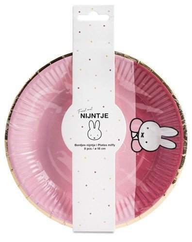 Nijntje Bordjes Lichtroze 18cm 8st van Haza Witbaard koop je bij Partywinkel