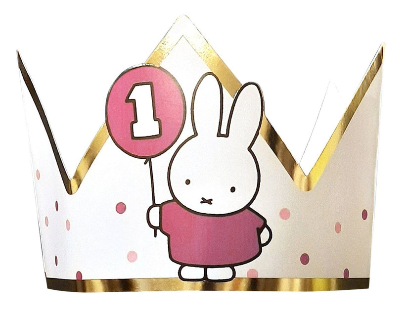 Nijntje Kroon 1 Jaar Roze 9,5cm van Haza Witbaard koop je bij Partywinkel