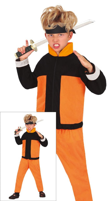 Ninja Kostuum Jongen Oranje Zwart van Fiestas Guirca koop je bij Partywinkel
