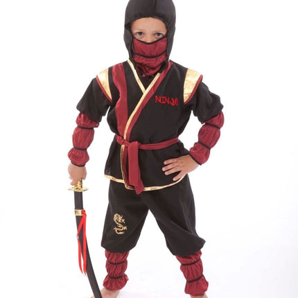 Ninja Kostuum – Rood/Goud/Zwart van Orlob koop je bij Partywinkel
