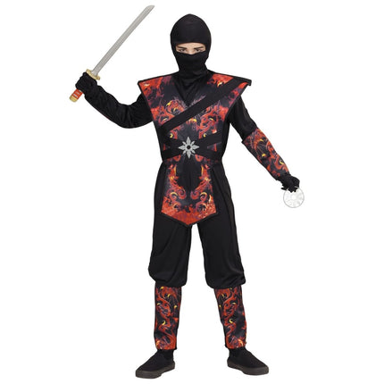 Ninja Kostuum Zwart Rood Jongen van Widmann koop je bij Partywinkel